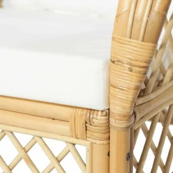 vidaXL Sofás-Sofá con cojín ratán natural y lino