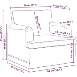 vidaXL Sofá 84 x 80 x 85 cm tela Crema New