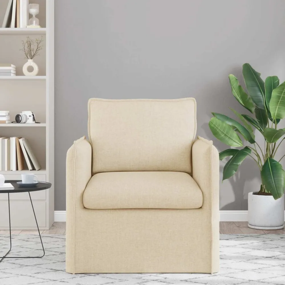 vidaXL Sofá 195 x 82 x 85 cm tela Crema New