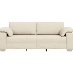 vidaXL Sofá de 3 plazas Beige 220 cm Tejido mezcla de lino