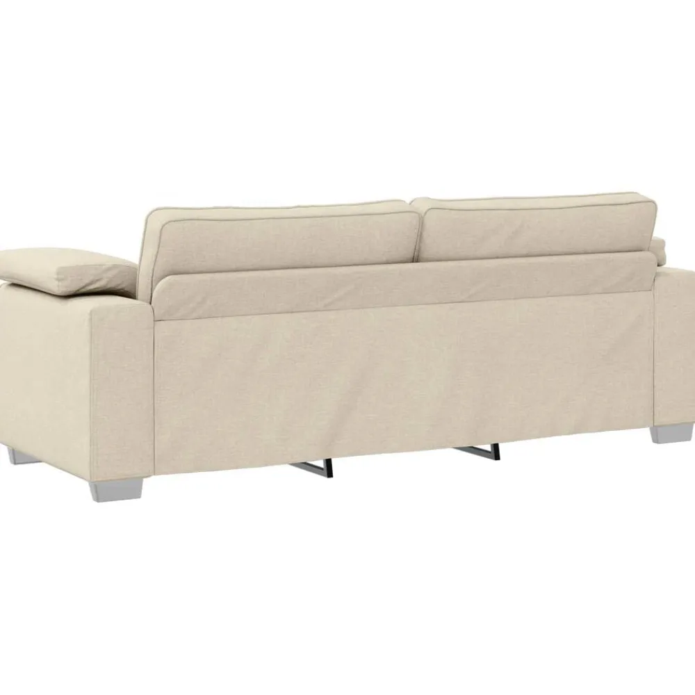 vidaXL Sofá de 3 plazas Beige 220 cm Tejido mezcla de lino