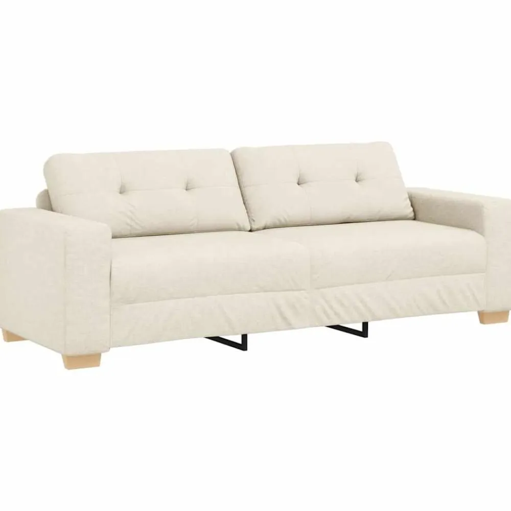 vidaXL Sofás-Sofá de 3 plazas Beige 220 cm Tejido mezcla de lino
