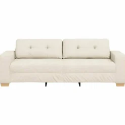 vidaXL Sofás-Sofá de 3 plazas Beige 220 cm Tejido mezcla de lino