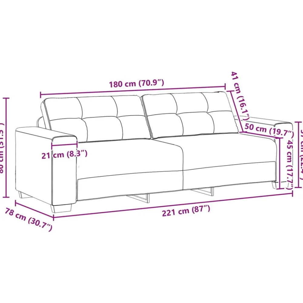 vidaXL Sofás-Sofá de 3 plazas Beige 220 cm Tejido mezcla de lino