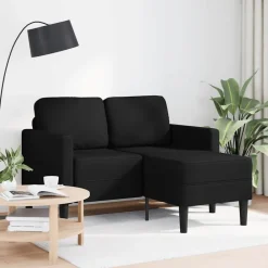 vidaXL Sofá de 2 plazas con chaise longue en forma de L, color , 125 cm, piel sintética Negro Clearance