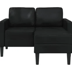 vidaXL Sofá de 2 plazas con chaise longue en forma de L, color , 125 cm, piel sintética Negro Clearance