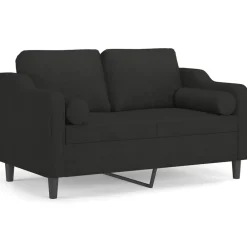 vidaXL Sofá de 2 plazas con cojines tela 120 cm Negro Outlet