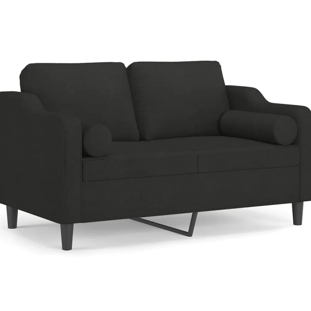 vidaXL Sofá de 2 plazas con cojines tela 120 cm Negro Outlet
