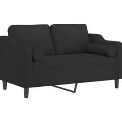vidaXL Sofá de 2 plazas con cojines tela 120 cm Negro Outlet