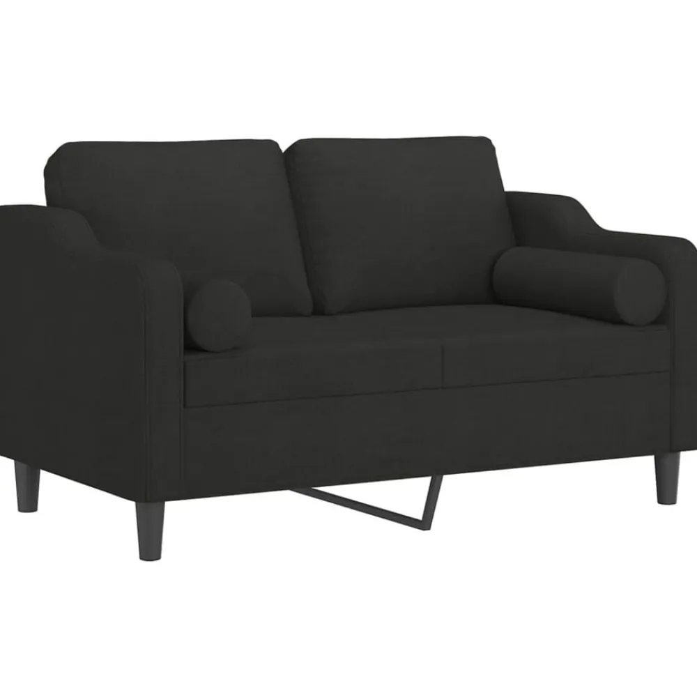vidaXL Sofá de 2 plazas con cojines tela 120 cm Negro Outlet