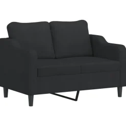 vidaXL Sofá de 2 plazas con cojines tela 120 cm Negro Outlet
