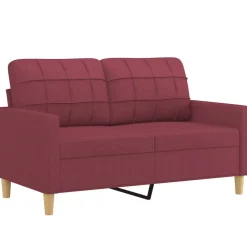 vidaXL Sofás-Sofá de 2 plazas con cojines tela rojo tinto 120 cm