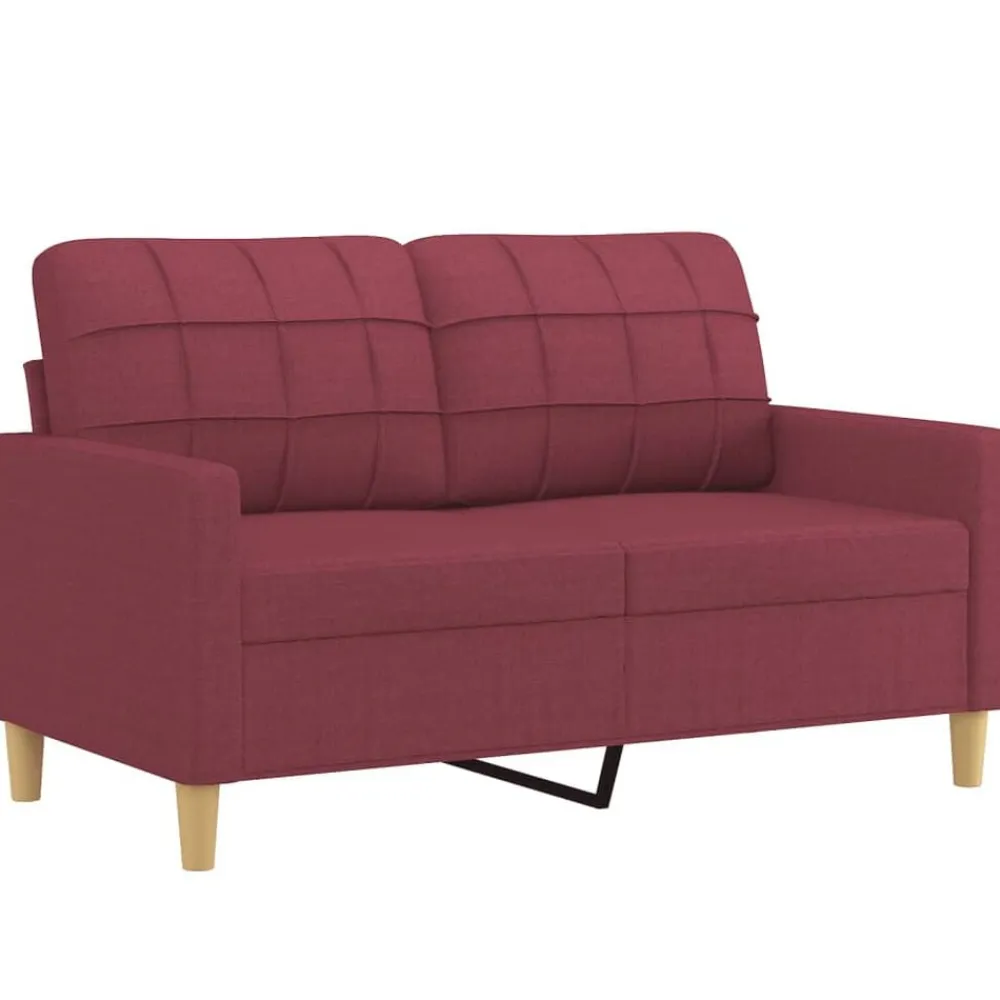 vidaXL Sofás-Sofá de 2 plazas con cojines tela rojo tinto 120 cm
