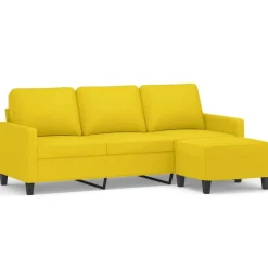 vidaXL Sofás-Sofá de 3 plazas con taburete de tela 180 cm