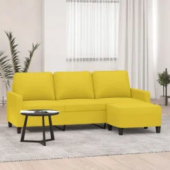 vidaXL Sofás-Sofá de 3 plazas con taburete de tela 180 cm