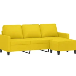 vidaXL Sofás-Sofá de 3 plazas con taburete de tela 180 cm