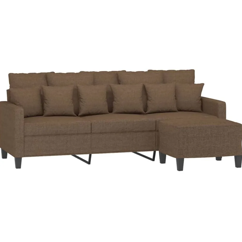 vidaXL Sofá de 3 plazas con taburete de tela marrón 180 cm Marrón Online