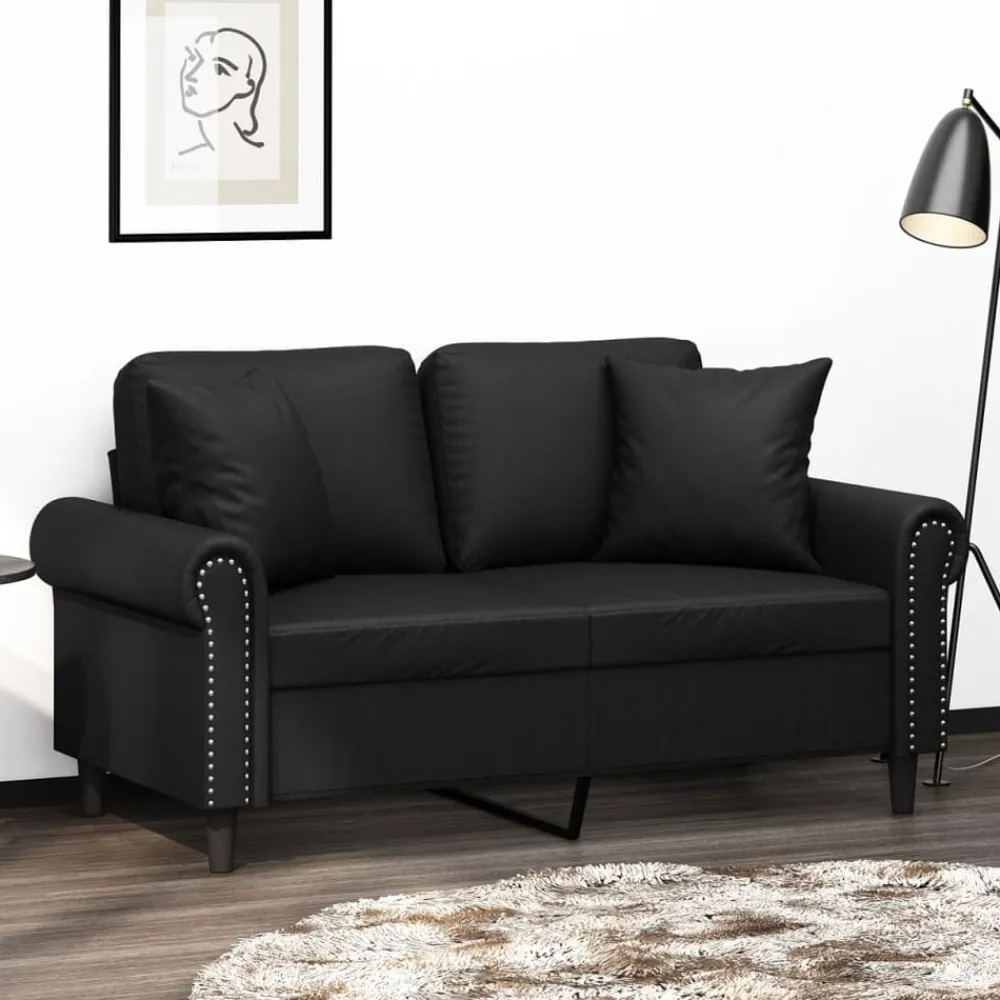 vidaXL Sofás-Sofá de 2 plazas con cojines cuero sintético 120 cm