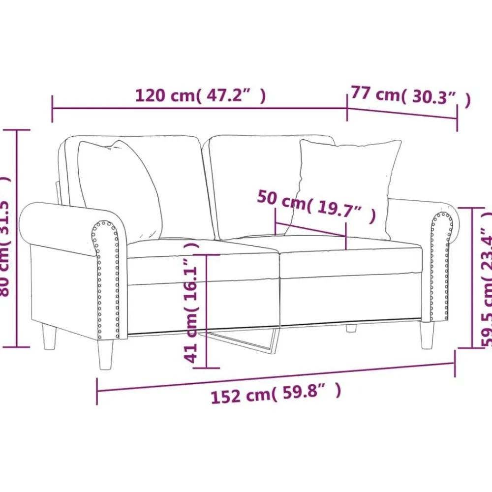 vidaXL Sofás-Sofá de 2 plazas con cojines cuero sintético 120 cm