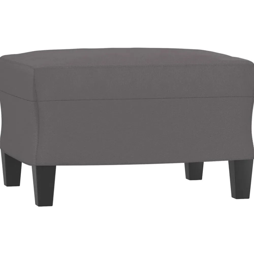 vidaXL Sofá de 3 plazas con taburete cuero sintético 180 cm Gris Online