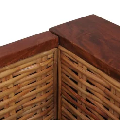 vidaXL Sofás-Sofá de 2 plazas con cojines ratán natural marrón