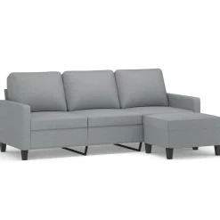 vidaXL Sofás-Sofá de 3 plazas con taburete de tela 180 cm