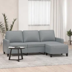 vidaXL Sofás-Sofá de 3 plazas con taburete de tela 180 cm