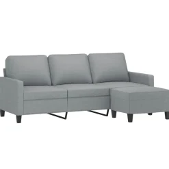 vidaXL Sofás-Sofá de 3 plazas con taburete de tela 180 cm