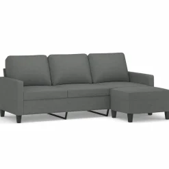 vidaXL Sofás-Sofá de 3 plazas con taburete de tela 180 cm