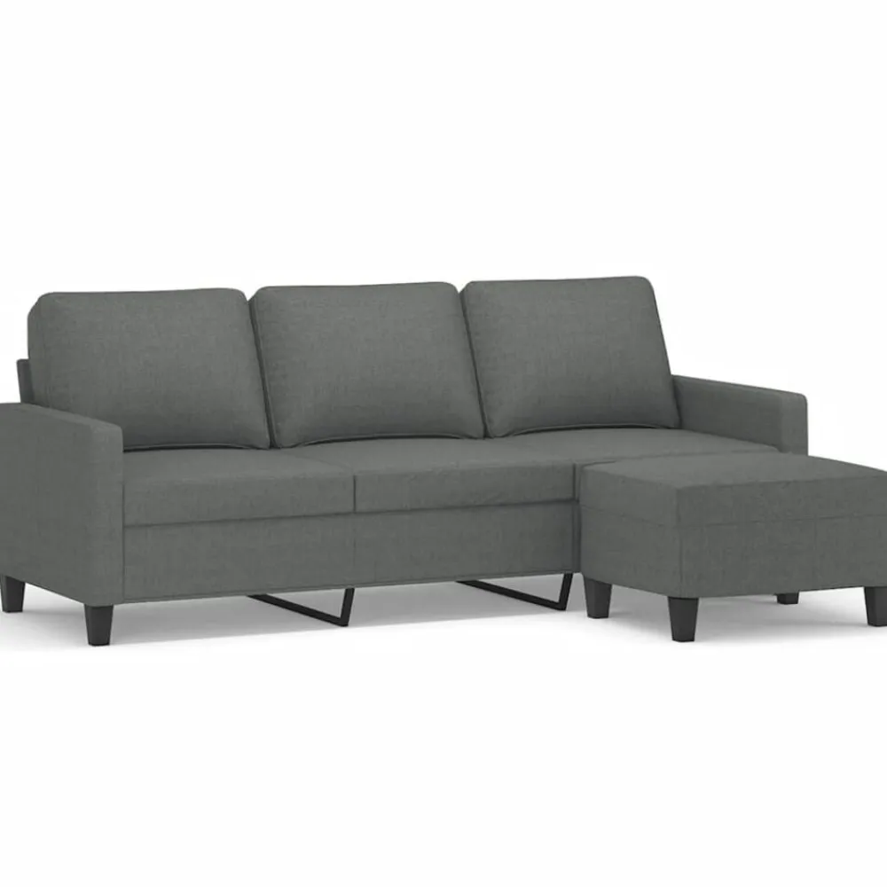 vidaXL Sofás-Sofá de 3 plazas con taburete de tela 180 cm