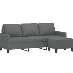 vidaXL Sofás-Sofá de 3 plazas con taburete de tela 180 cm