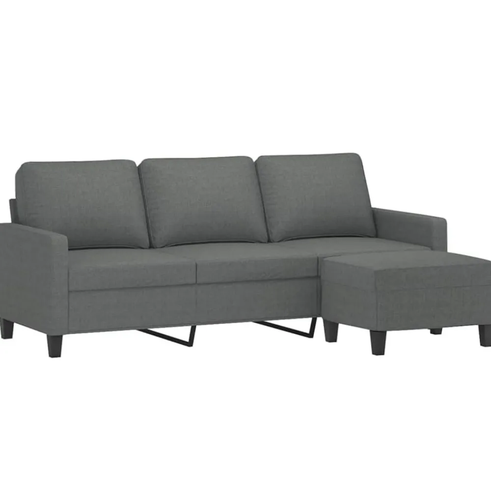 vidaXL Sofás-Sofá de 3 plazas con taburete de tela 180 cm