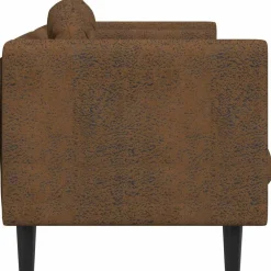 vidaXL Sofá de 2 plazas con cojines cuero sintético de ante marrón Marrón Clearance