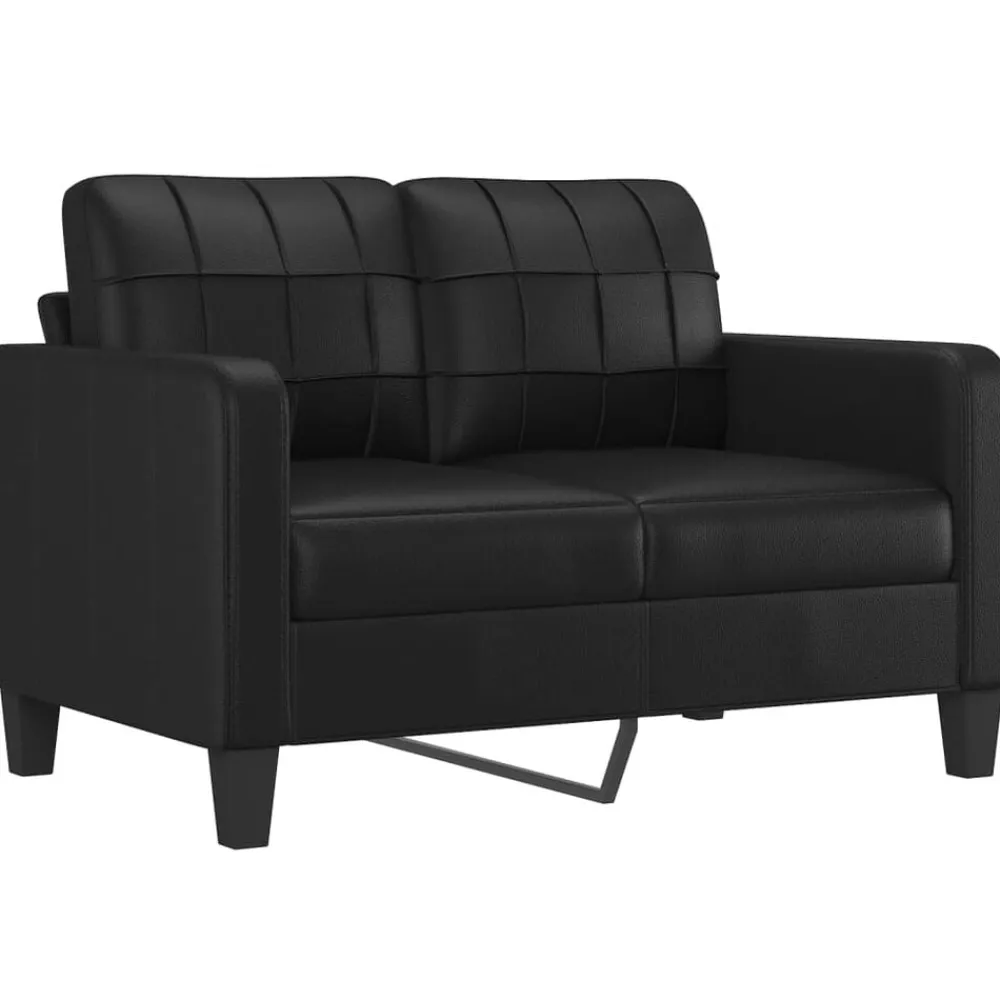 vidaXL Sofá de 2 plazas con cojines cuero sintético 120 cm Negro Outlet
