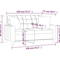 vidaXL Sofá de 2 plazas con cojines cuero sintético 120 cm Negro Outlet