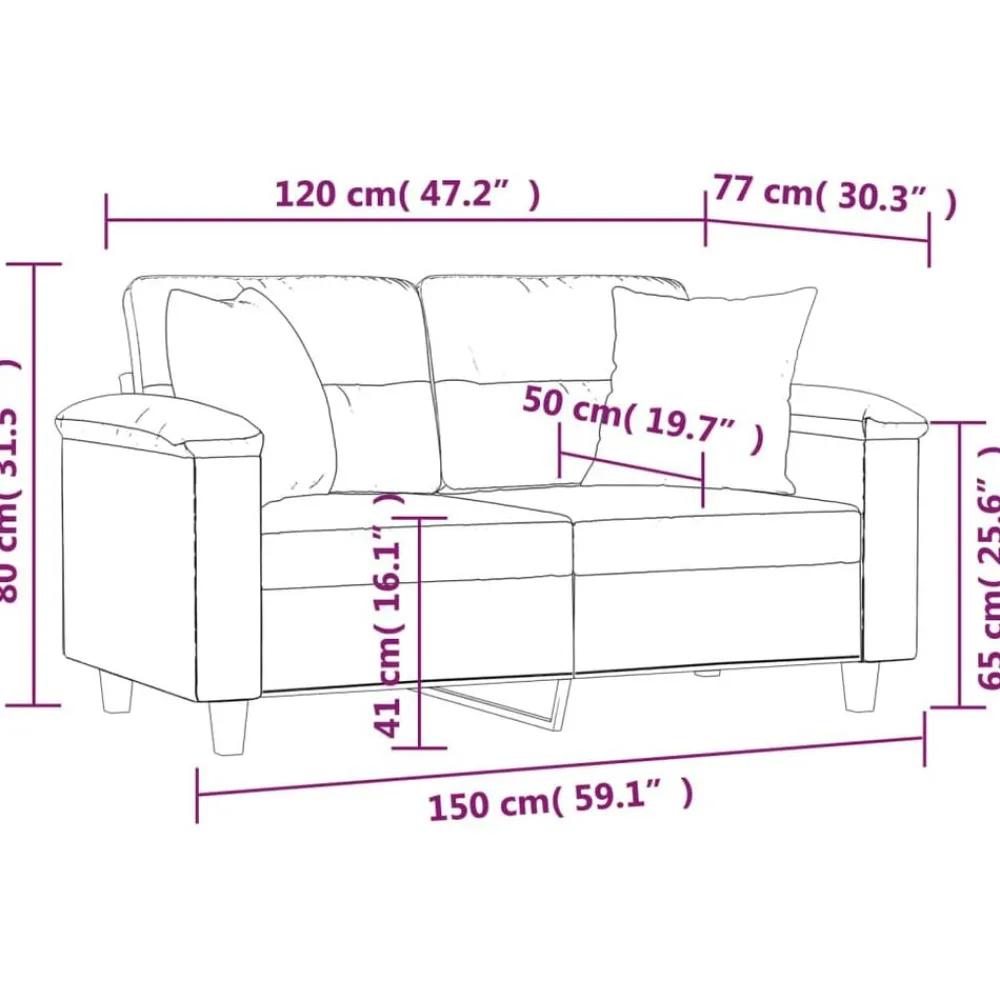 vidaXL Sofá de 2 plazas con cojines cuero sintético 120 cm Negro Best