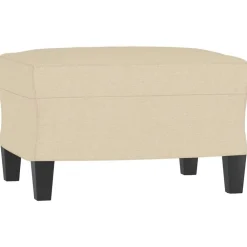 vidaXL Sofá de 3 plazas con taburete de tela 180 cm Crema Discount