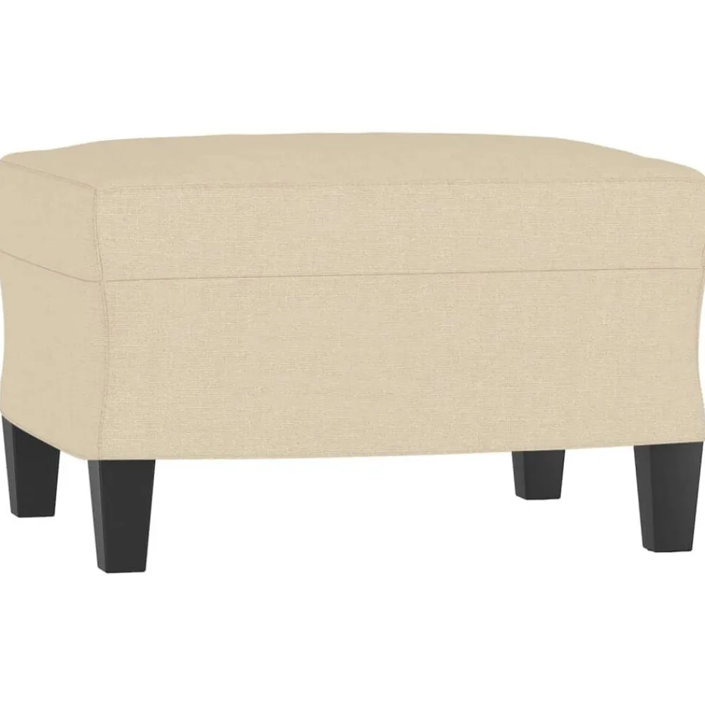 vidaXL Sofá de 3 plazas con taburete de tela 180 cm Crema Discount