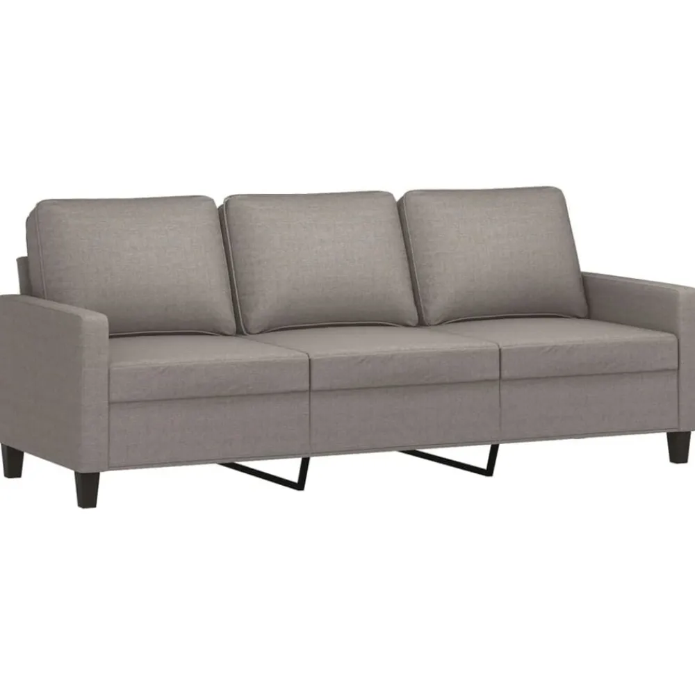 vidaXL Sofás-Sofá de 3 plazas con taburete de tela gris taupe 180 cm