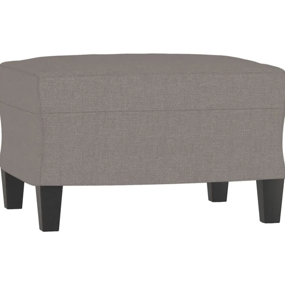 vidaXL Sofás-Sofá de 3 plazas con taburete de tela gris taupe 180 cm