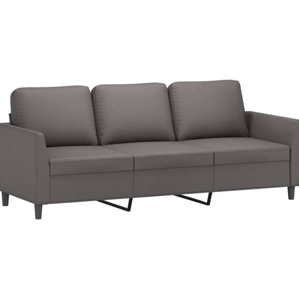vidaXL Sofá de 3 plazas con taburete cuero sintético 180 cm Gris Best