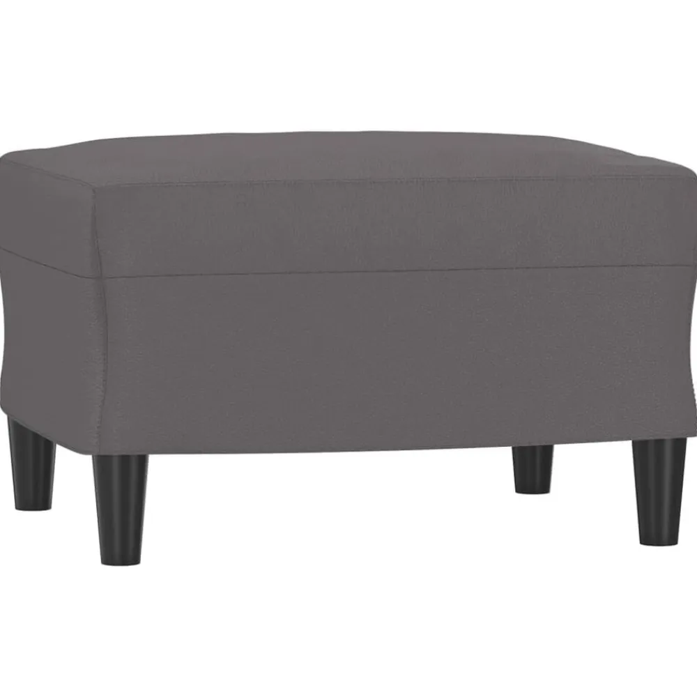 vidaXL Sofá de 3 plazas con taburete cuero sintético 180 cm Gris Best