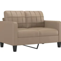 vidaXL Sofá de 2 plazas con cojines cuero sintético 120 cm Capuchino