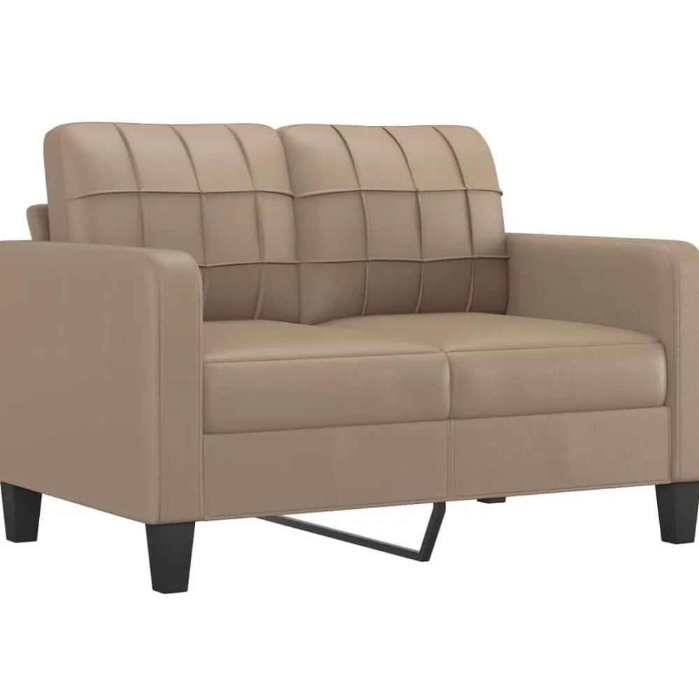 vidaXL Sofá de 2 plazas con cojines cuero sintético 120 cm Capuchino