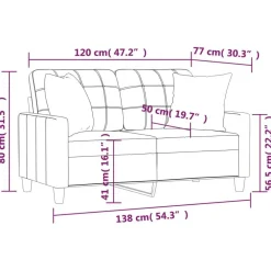 vidaXL Sofá de 2 plazas con cojines cuero sintético 120 cm Capuchino