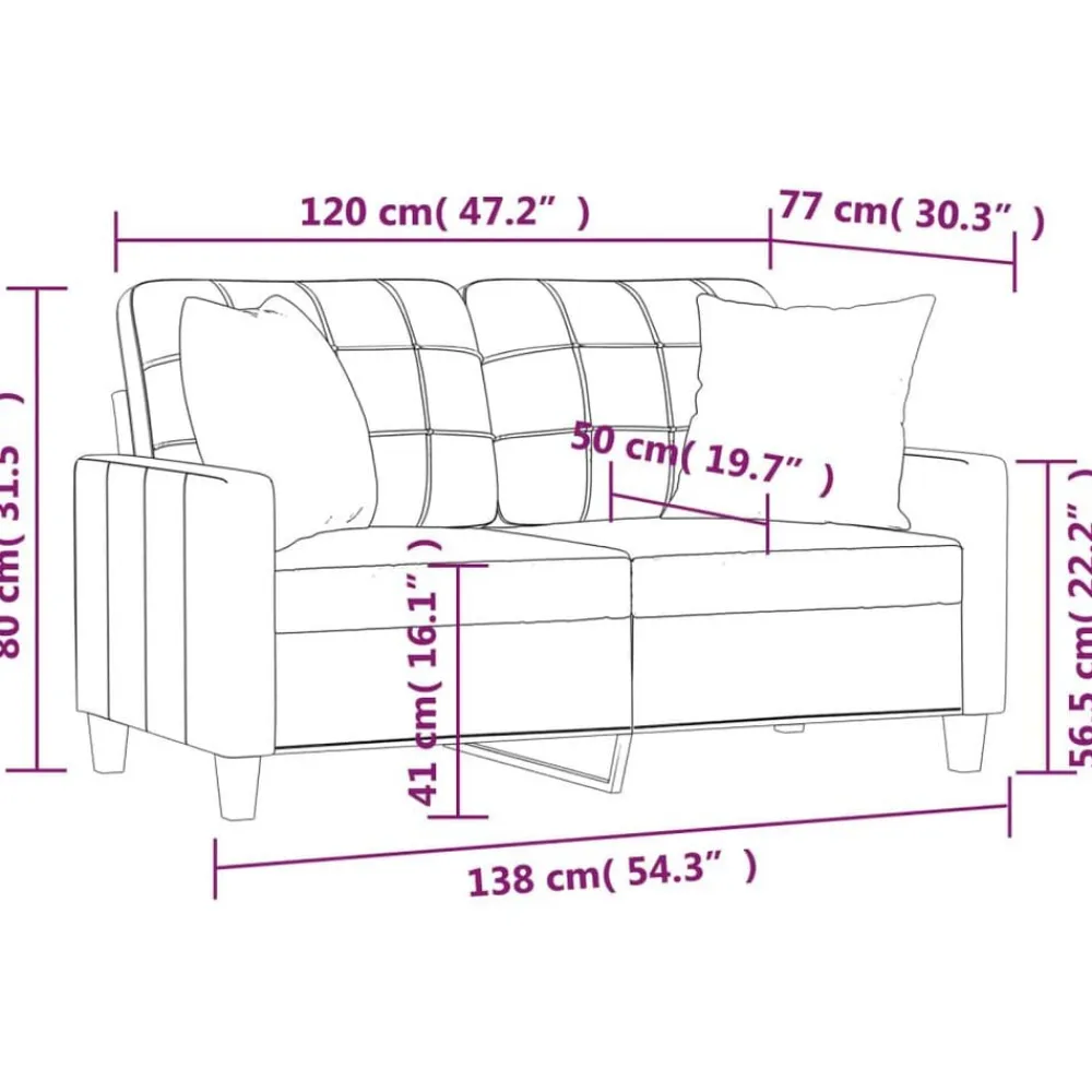 vidaXL Sofá de 2 plazas con cojines cuero sintético 120 cm Capuchino