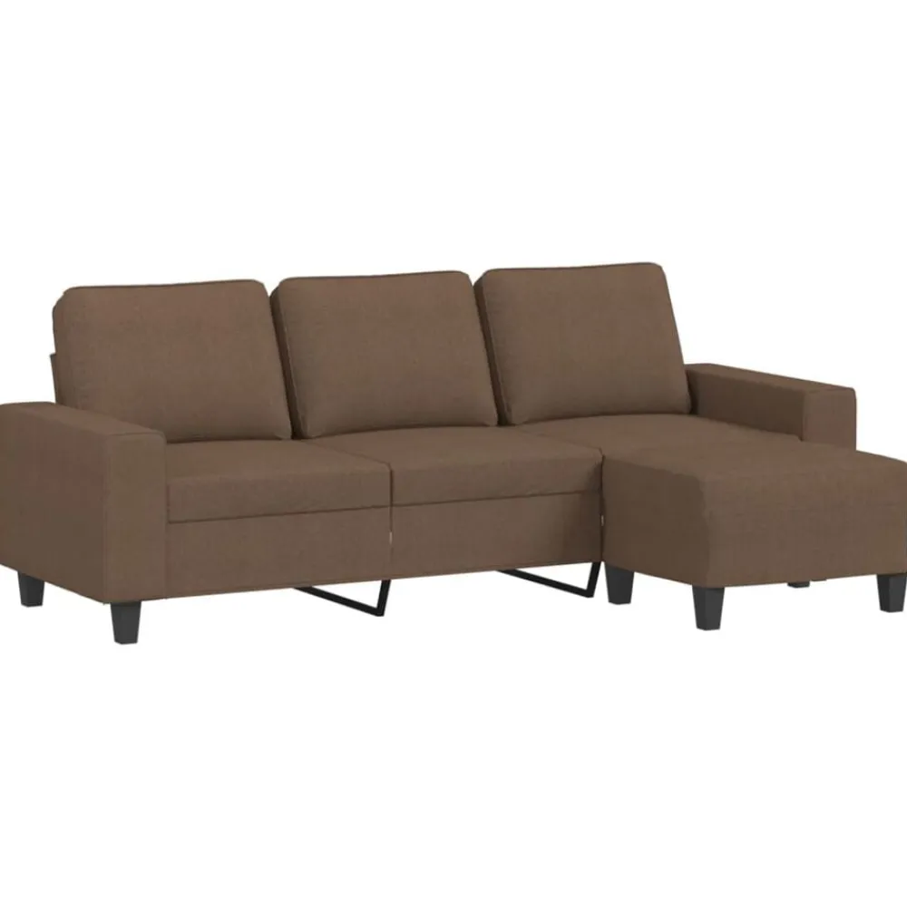 vidaXL Sofá de 3 plazas con taburete de tela marrón 180 cm Marrón New