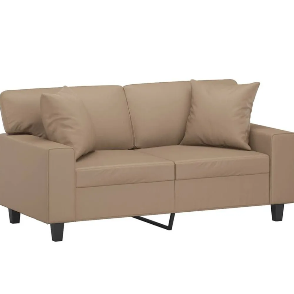 vidaXL Sofá de 2 plazas con cojines cuero sintético 120 cm Capuchino Best