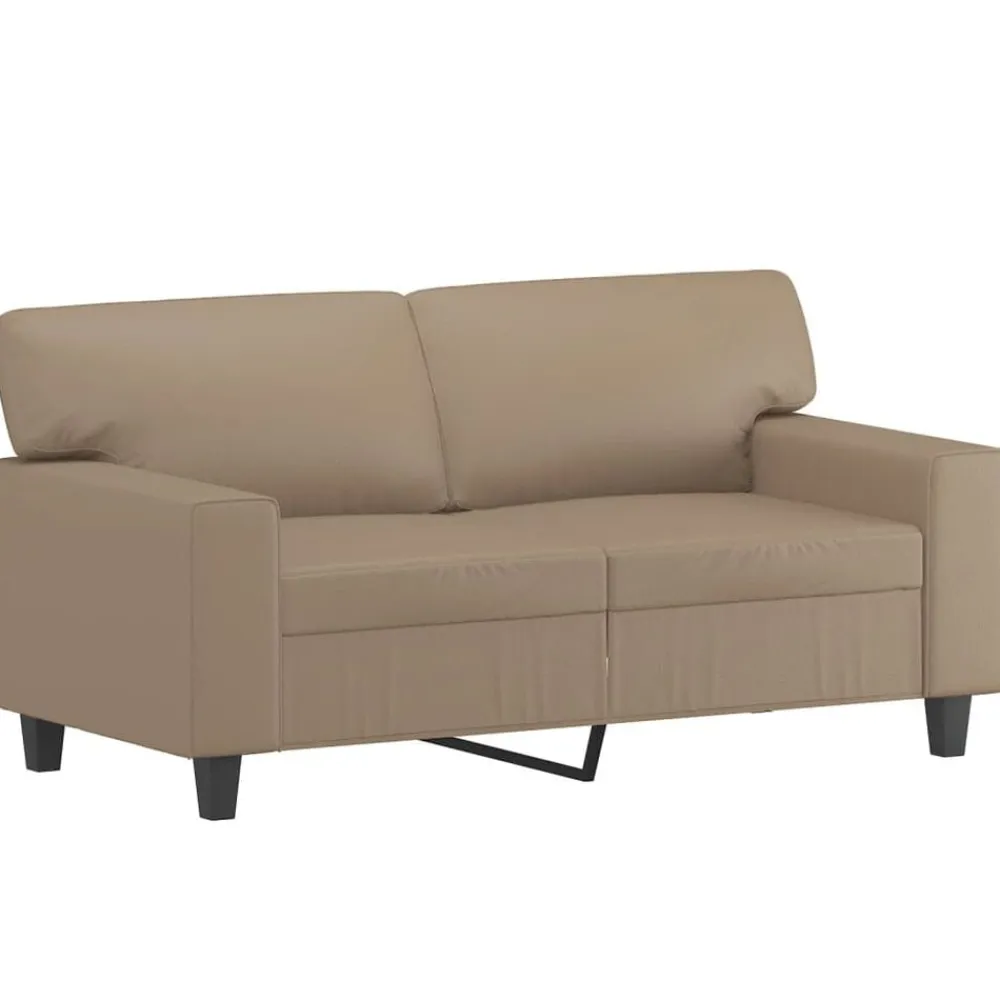 vidaXL Sofá de 2 plazas con cojines cuero sintético 120 cm Capuchino Best