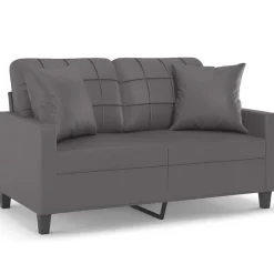 vidaXL Sofá de 2 plazas con cojines cuero sintético 120 cm Gris New